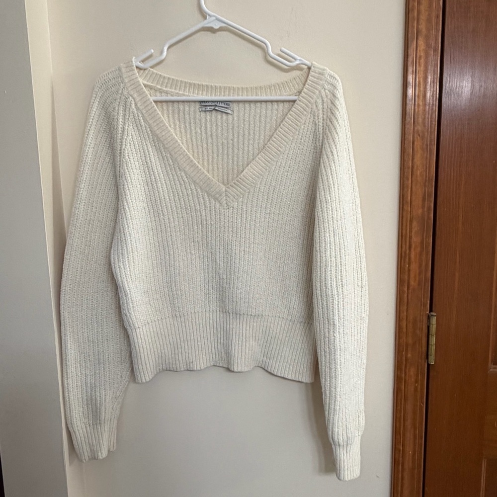 Urban Outfitters Ivory V-Neck Sweater